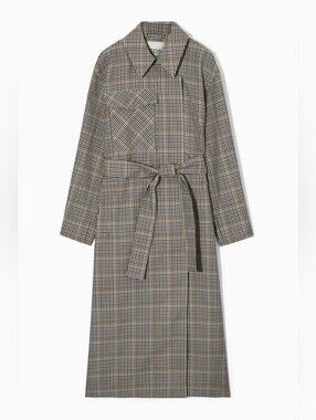 COS Checked Utility Trench Coat Size 4